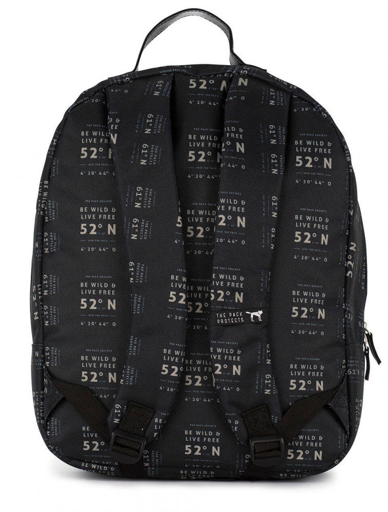The Pack Society fekete classic hátizsák - fekete írás mintás - MYBRANDS.HU