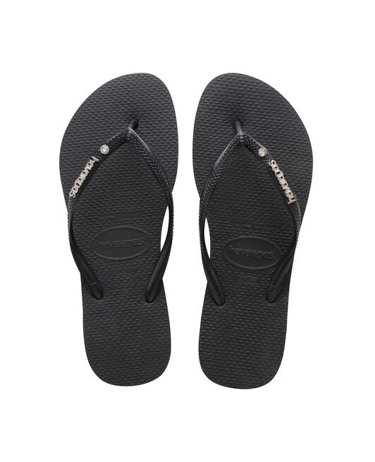Havaianas Slim Crystal flip-flop papucs,fekete, swarovski kristállyal - MYBRANDS.HU