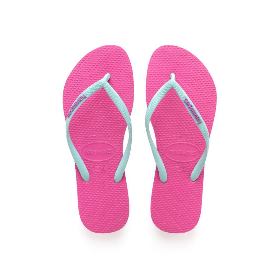 Havaianas Slim Logo pop-up flip-flop papucs, rózsaszín/vízkék - MYBRANDS.HU
