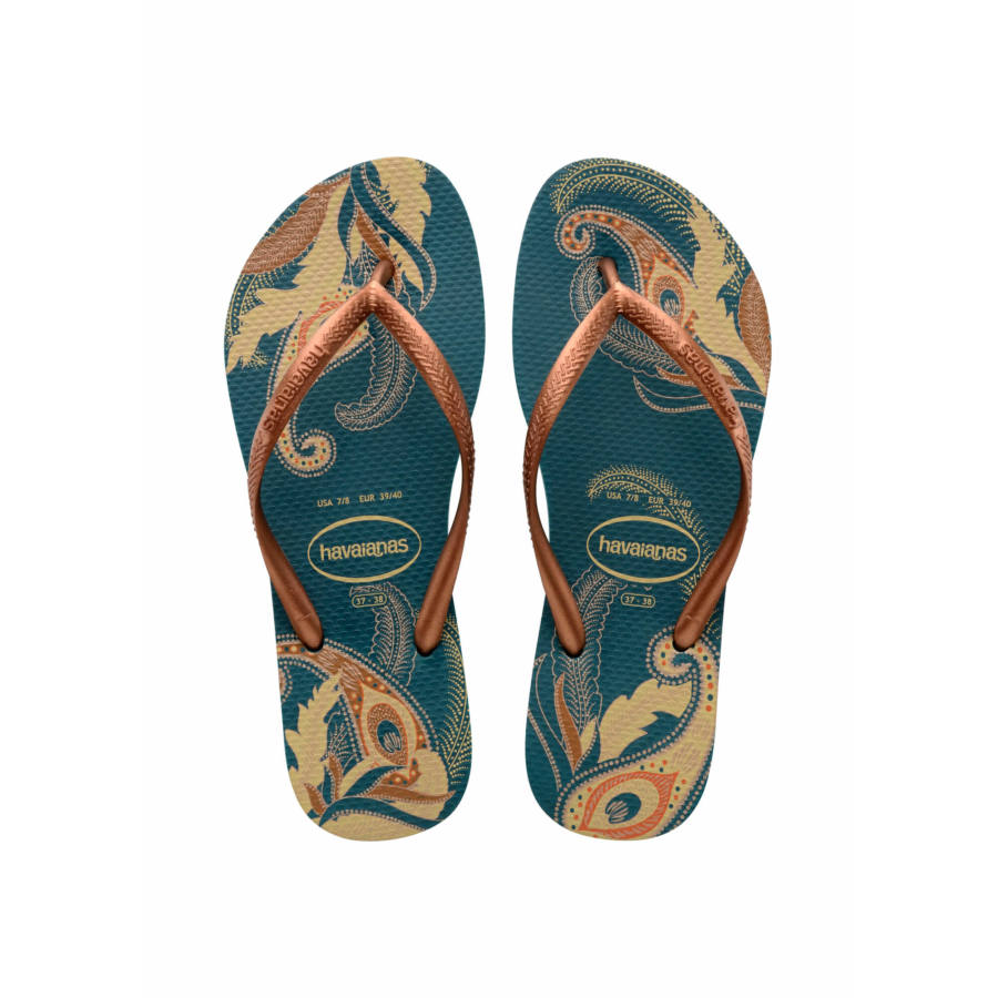 Havaianas Slim Organic flip-flop papucs, sötétkék színes mintás - MYBRANDS.HU