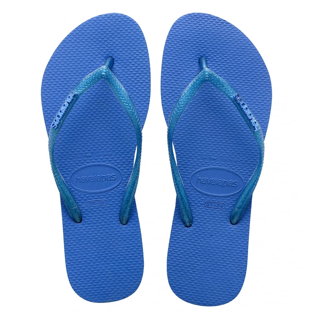 Havaianas Slim Logo Metallic flip-flop papucs, kék-csillámos MYBRANDS.HU